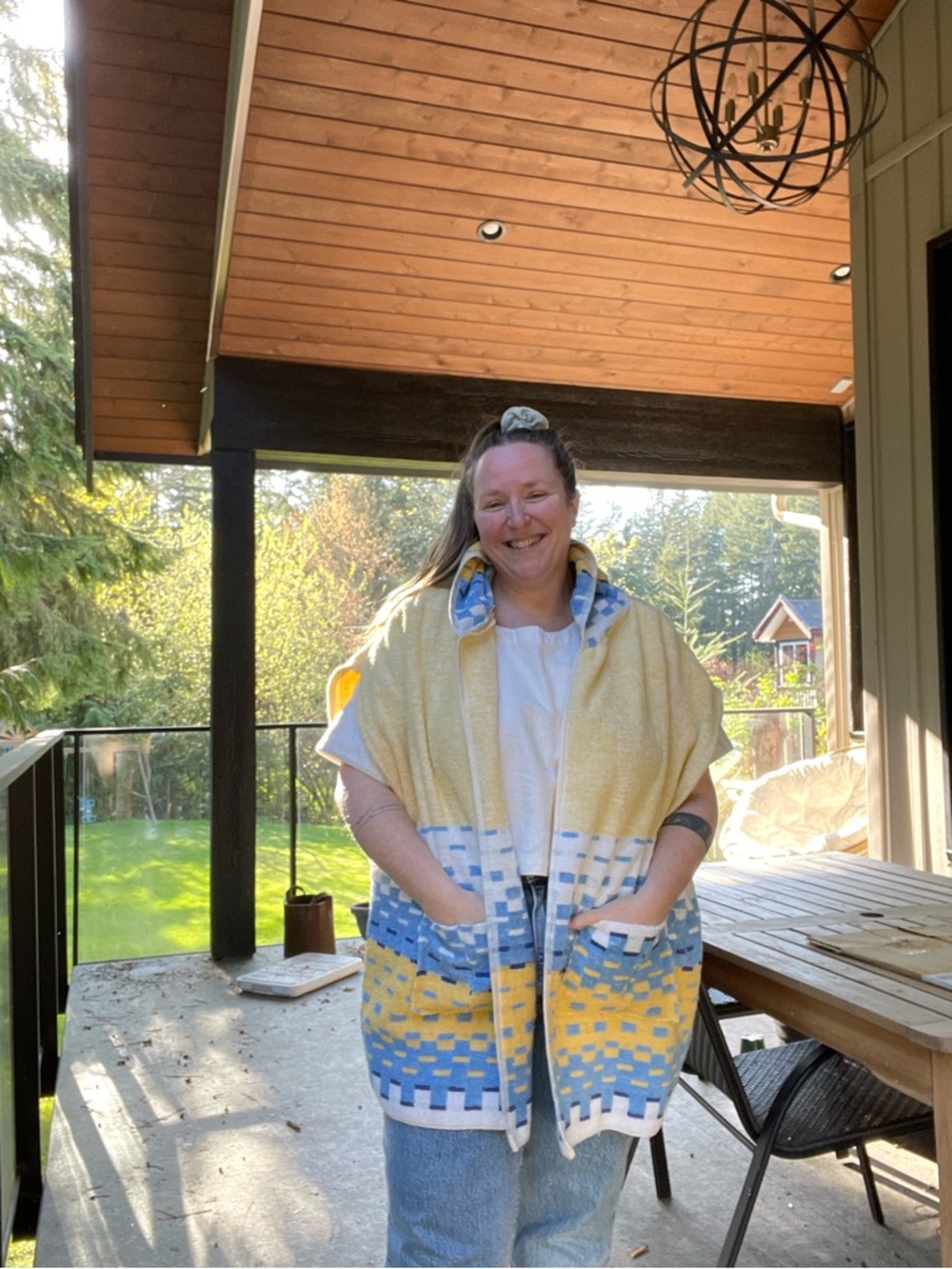 Upcycled towel beach hooded cardigan! OS